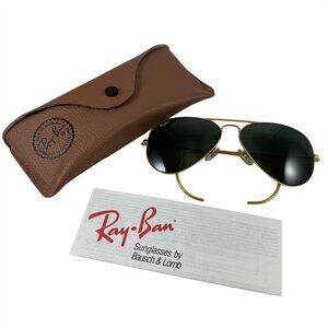 Ray Ban Sunglasses Classic Aviator Gold Wire Frames & Case Vintage 1990s Unisex
